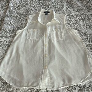 Chaps Short sleeve Top White button up Sz M
